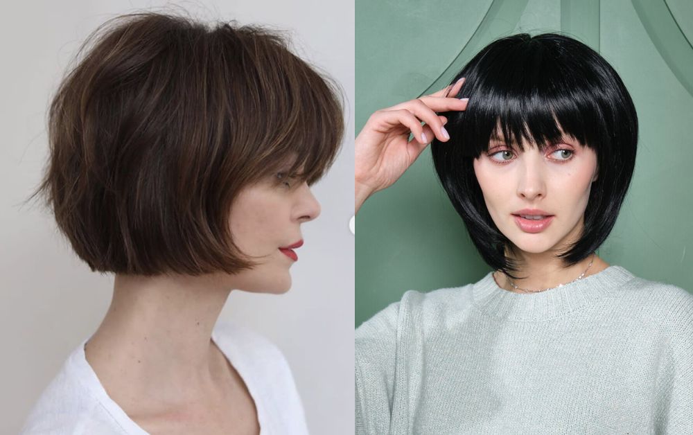 A close-up photo of a woman with a classic French bob