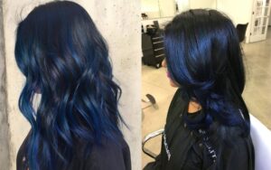 Black Hair with Blue Highlights