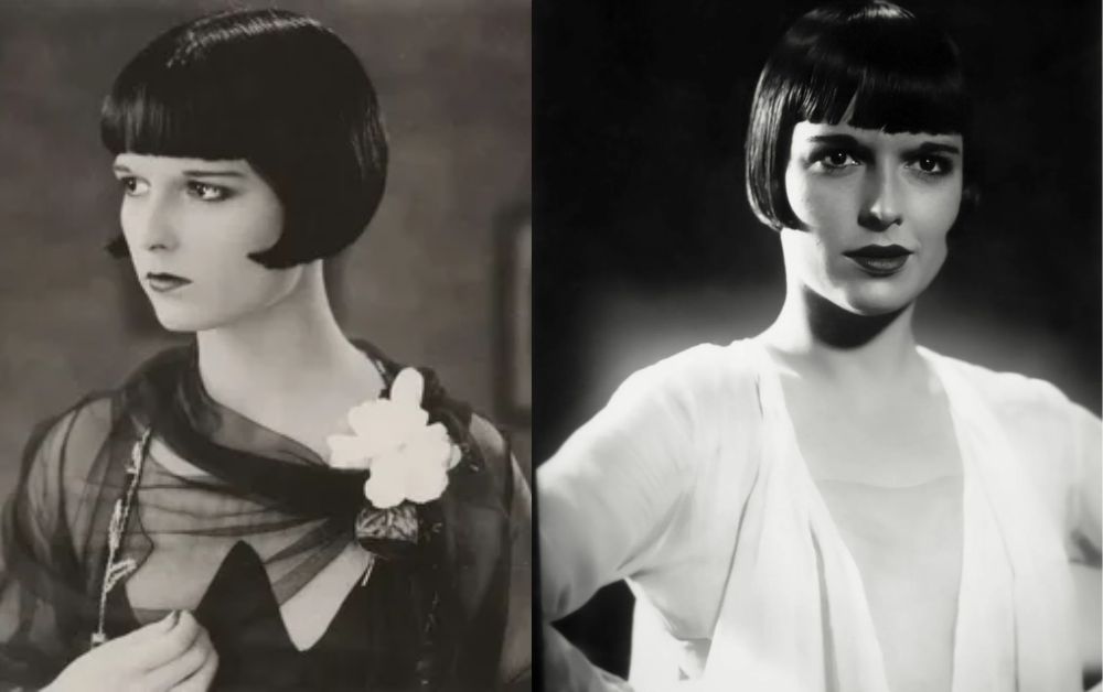 Black & white or vintage-style photo of a 1920s Parisian woman with a bob.
