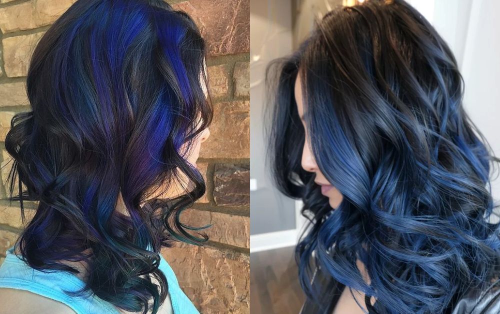 Bold and Creative Blue Highlight hairstyles Ideas