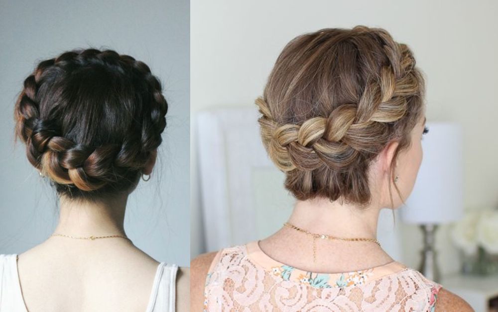 Braided crown hairstyle for medium hair
