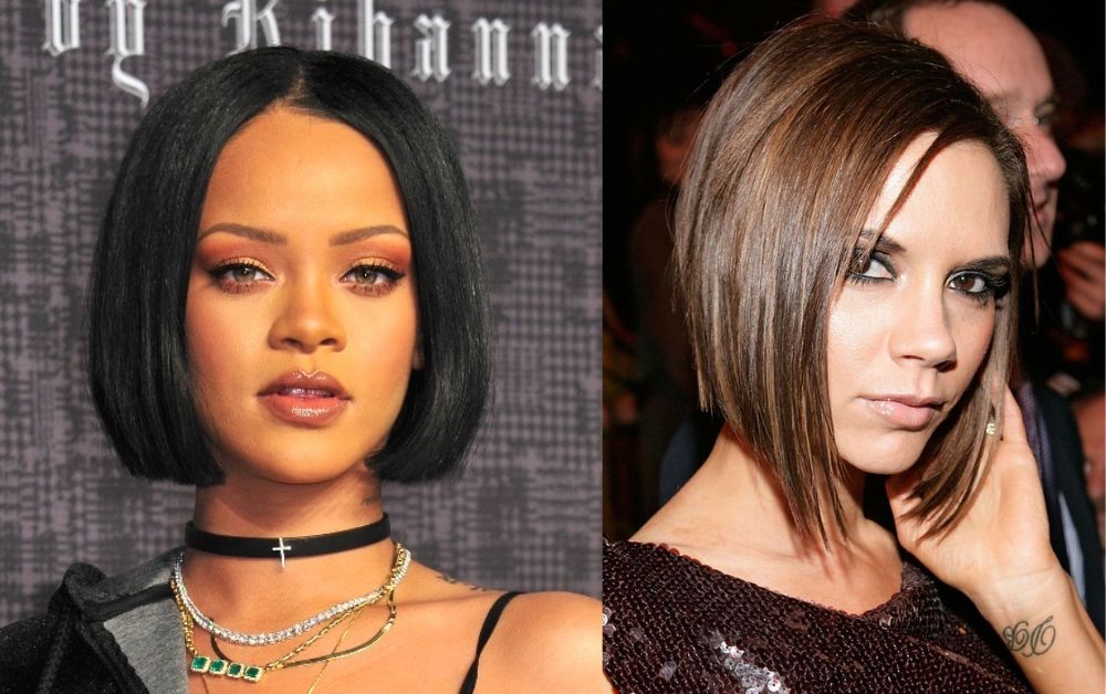 Celebrity bob hair looks including Victoria Beckham and Rihanna