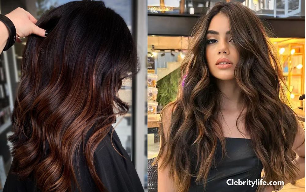 Chocolate Brown Root Melt on Black Hair beautiful two styles and ideas