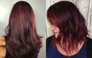 Classic Red Highlights on Black Hair
