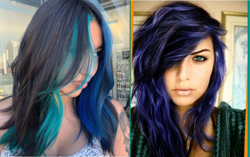 Face-Framing Blue hairstyles Highlights Ideas