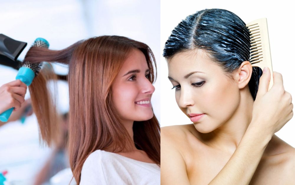 Flat-lay of hair care products for color-treated hair