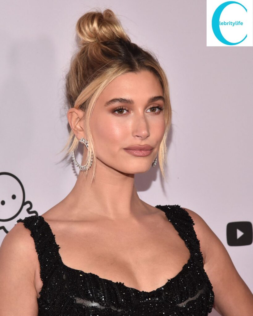 Hailey Bieber Hair Sleek Bun Close-up