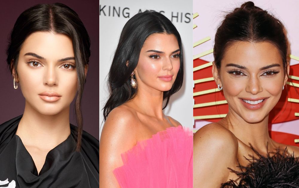 Kendall Jenner natural makeup sleek hair close up