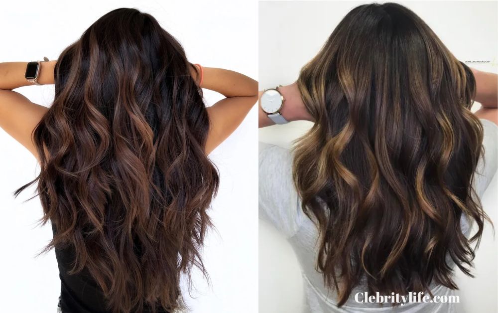 Black Hair with Highlights Caramel: Bold & Warm Look 5 Lovely Caramel balayage on black hair woman's