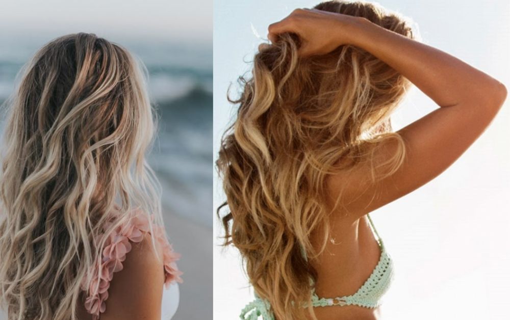 Medium length beach waves hairstyle for women with natural texture
