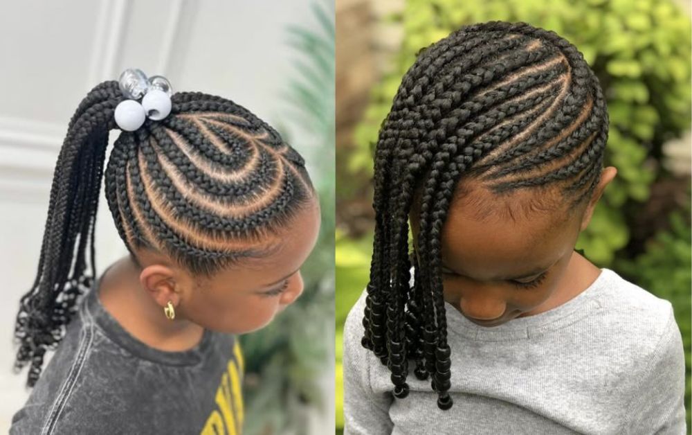 Protective cornrow style for Black girls with natural hair