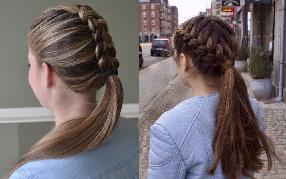 Quick and simple hairstyle for school featuring a braided ponytail
