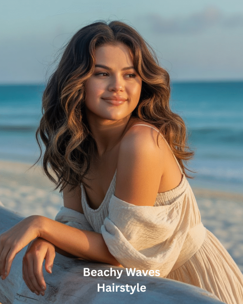 Selena Gomez Hair Beachy Waves Hairstyle