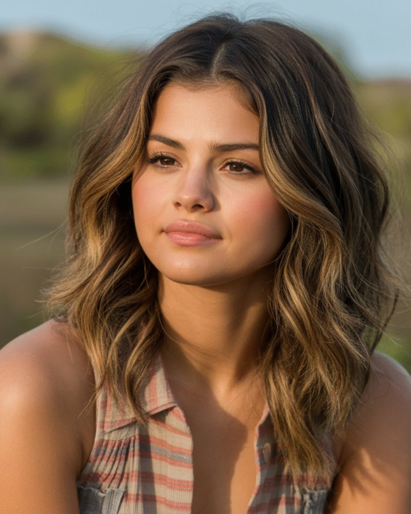 Selena Gomez Hair Long Brunette Waves