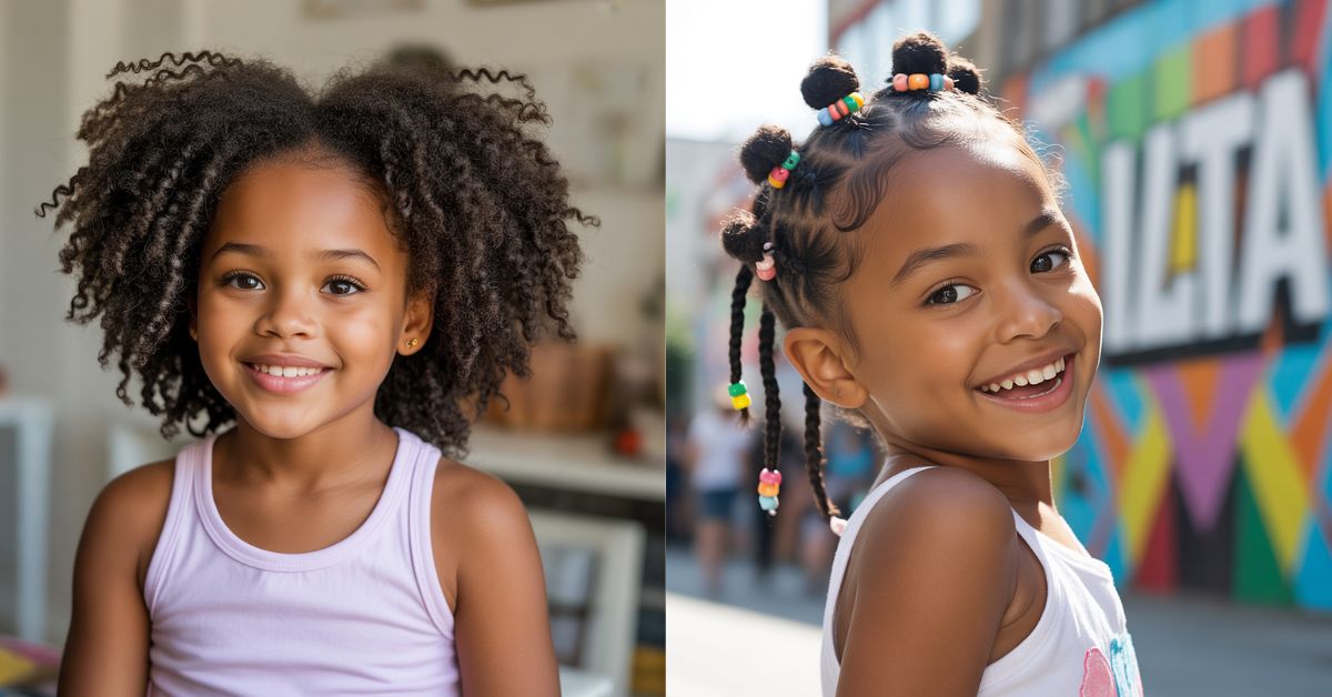 Simple Natural Hairstyle for Black Kids with Curls