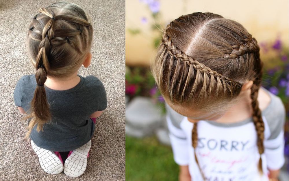 Special occasion hairstyle for kids with braided crown