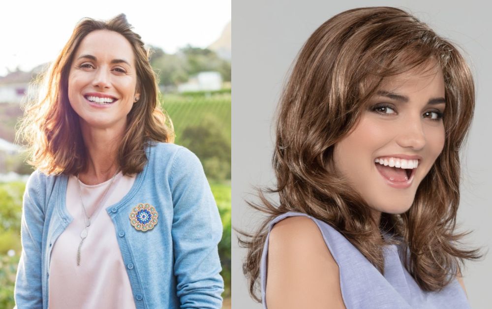 healthy shoulder length hair woman smiling natural light