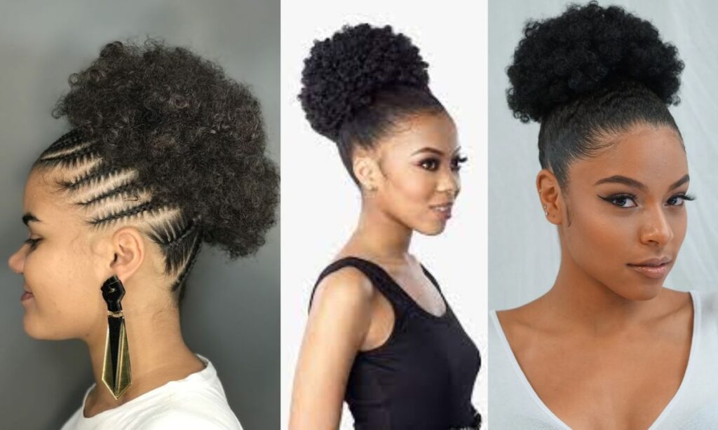Afro puff hairstyles for Black women natural hair