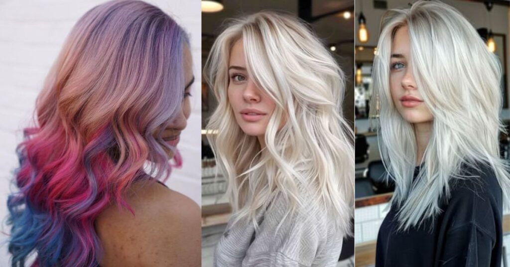Transform Your Look with Ombre Hair Color Ideas & Tips 7 Bold creative ombre in vibrant purple and blue tones and same white.