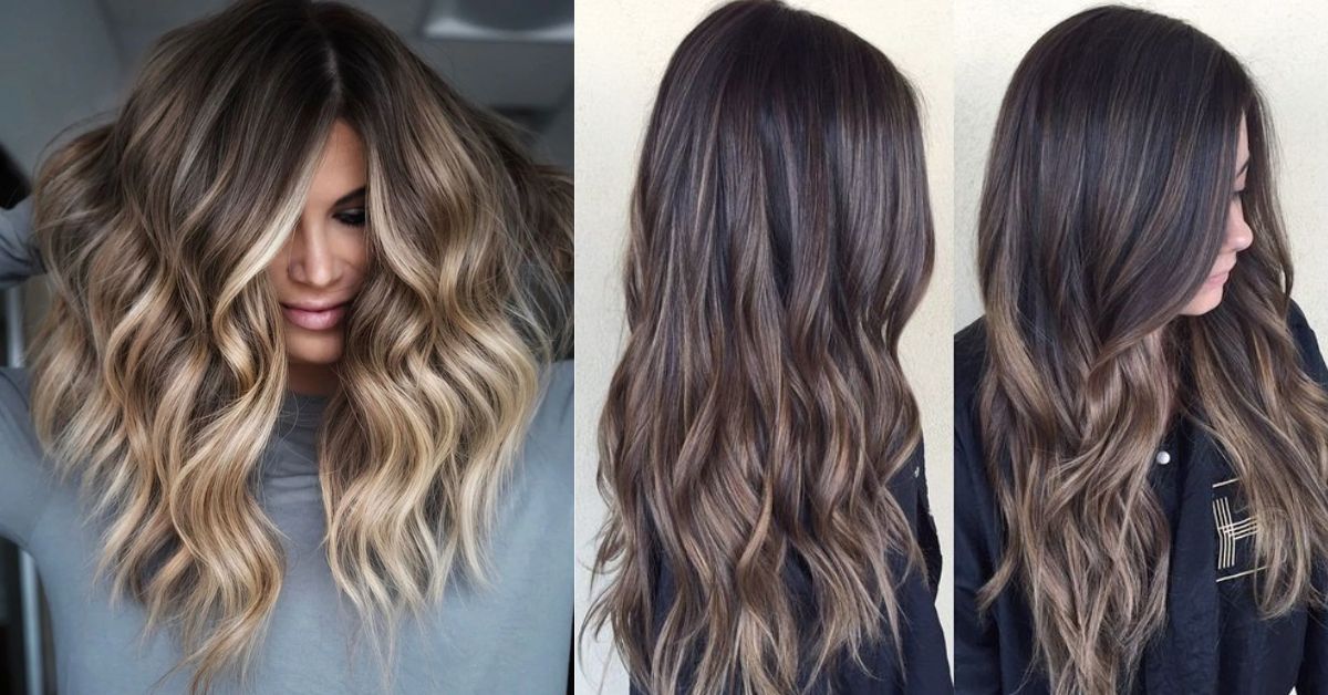 Brunette woman showing ombre hairstyle in sunlight.