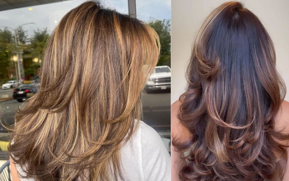 Butterfly haircut balayage dimension effect