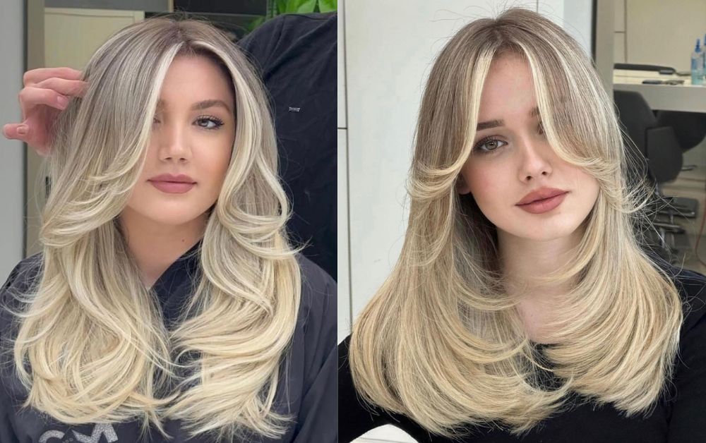 Butterfly haircut with root shadow hair color