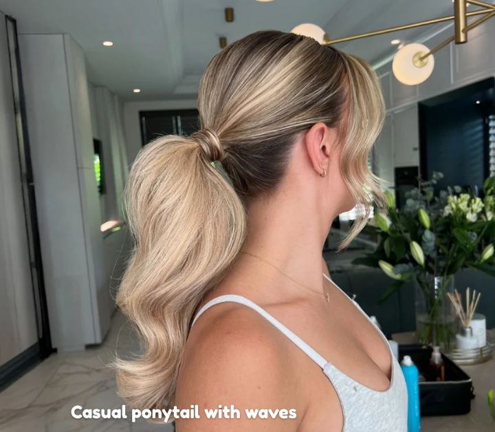 Casual ponytail with waves and soft framing 