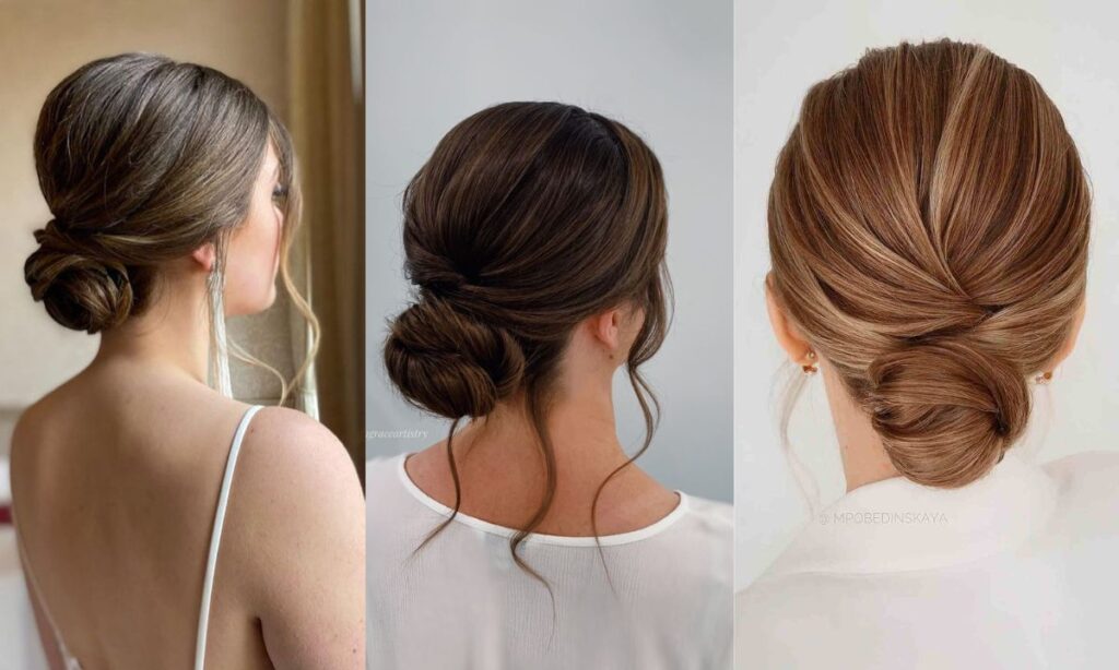Chic low bun hairstyle suitable for office or business meetings