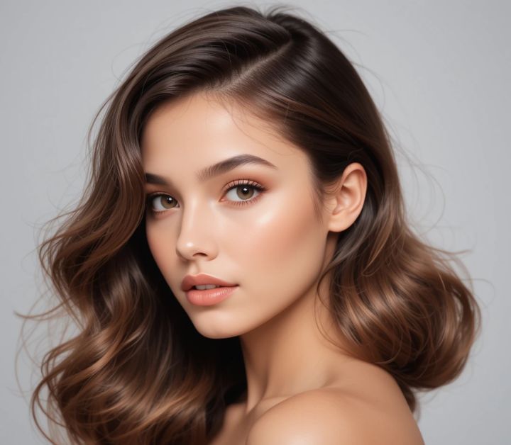 Classic wavy long hair with soft polished waves.