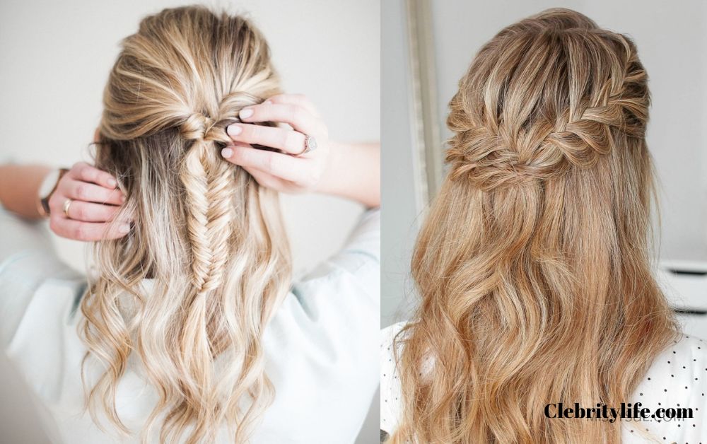 Fishtail braid blends seamlessly into soft waves