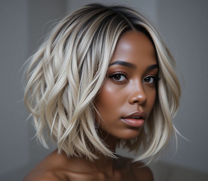 20 Stunning Short Hairstyles for Black Woman to Try in 2025 14 Highlighted Textured Bob for black woman.