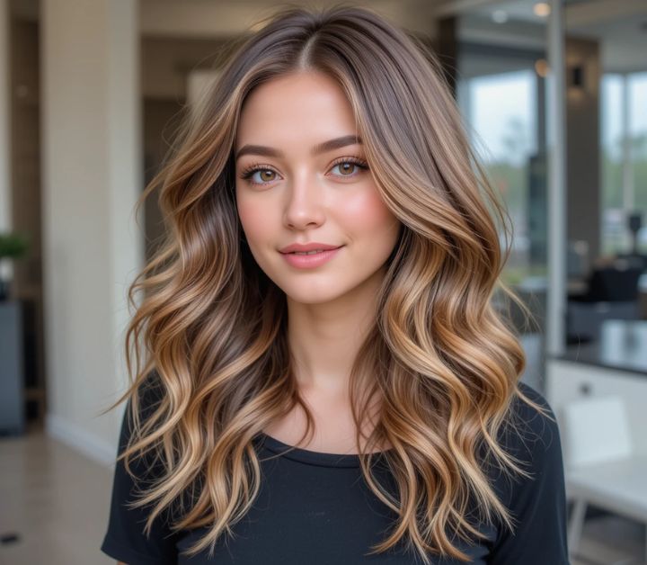 Layered long wavy hair add movement fullness and bounce.