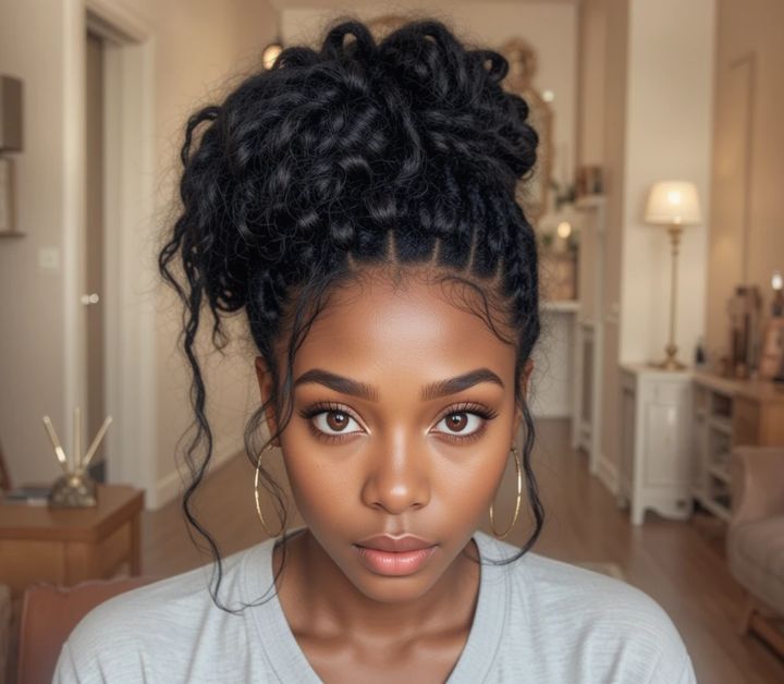 20 Stunning Short Hairstyles for Black Woman to Try in 2025 19 Loc Updo with Loose Ends for Black women