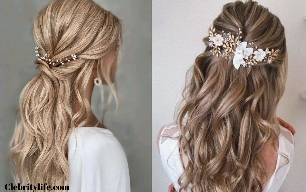Pearl pins and scarves elevating wavy hairstyles