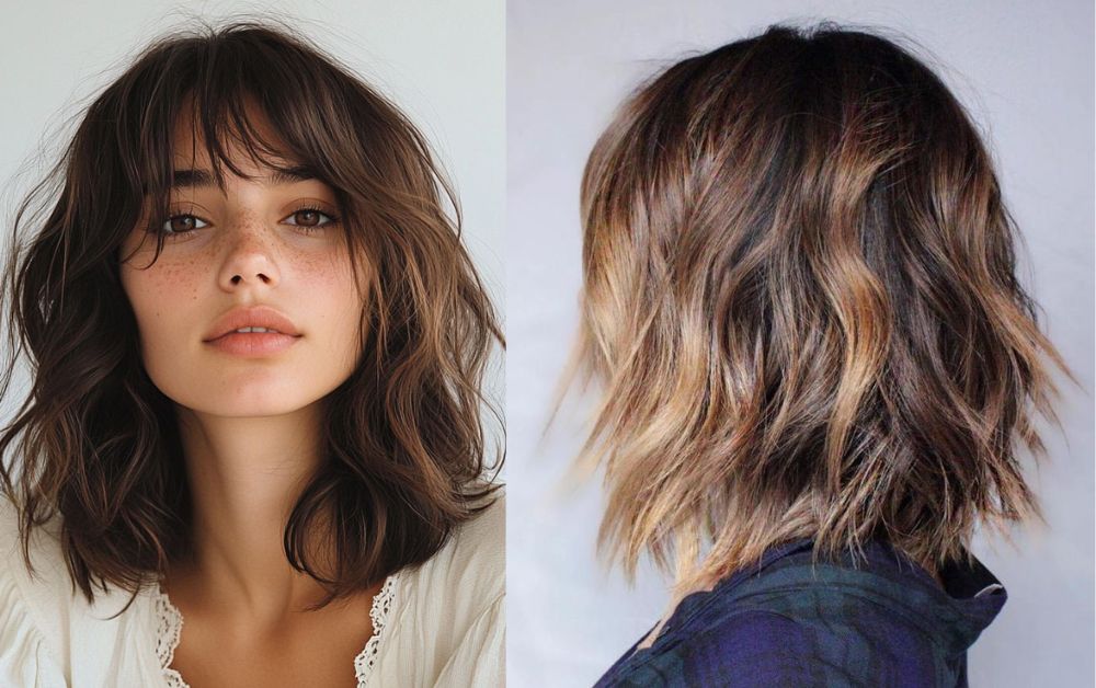 20 Trendy Styles Short Layered Haircuts With Bangs 19 Shaggy lob haircut with feathered bangs and soft movement
