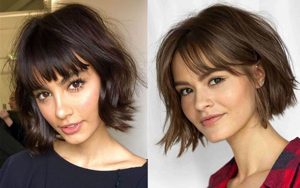 20 Trendy Styles Short Layered Haircuts With Bangs 13 Wavy bob hairstyle with textured bangs and soft waves