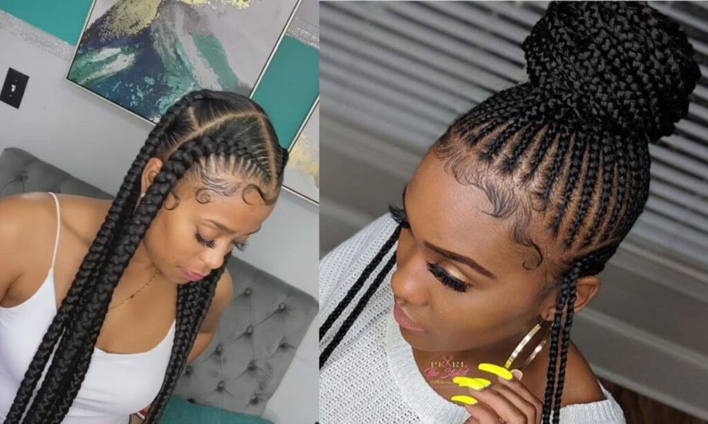 box braids styled in bun