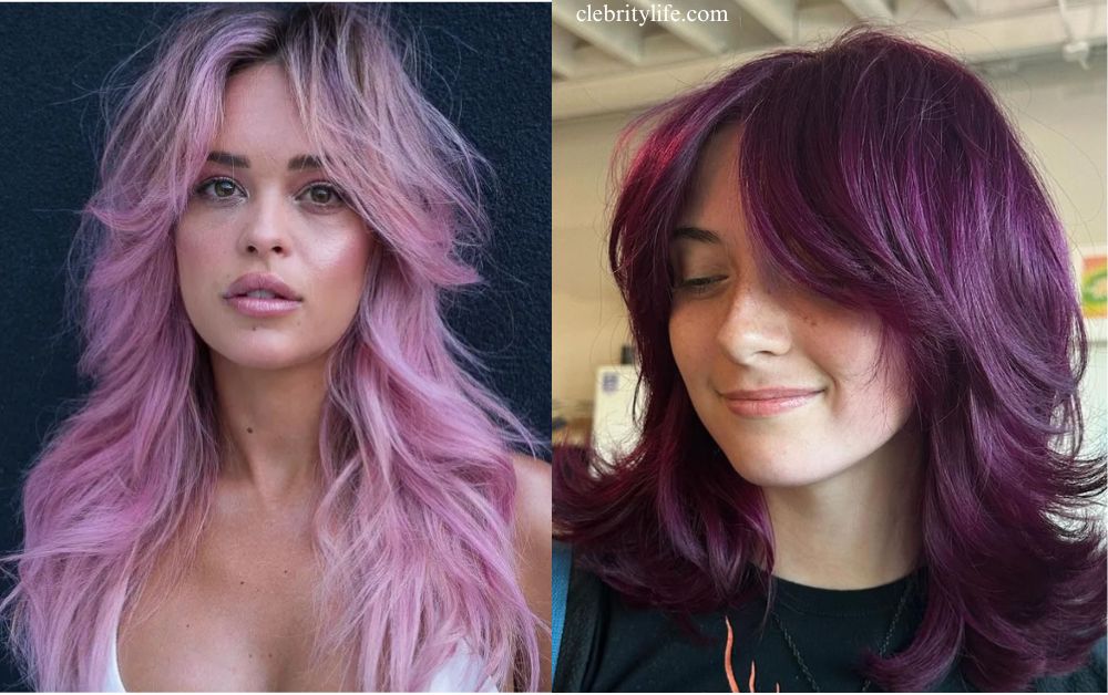 Colored Wolf Haircut for woman ideas two different styles