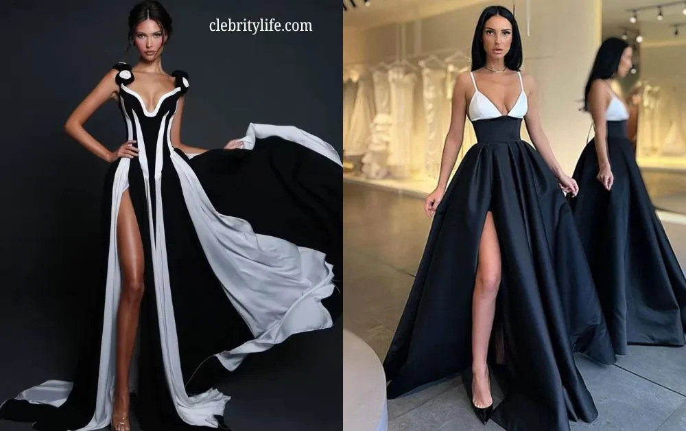 Elegant Evening Gowns Black and white outfits black women's