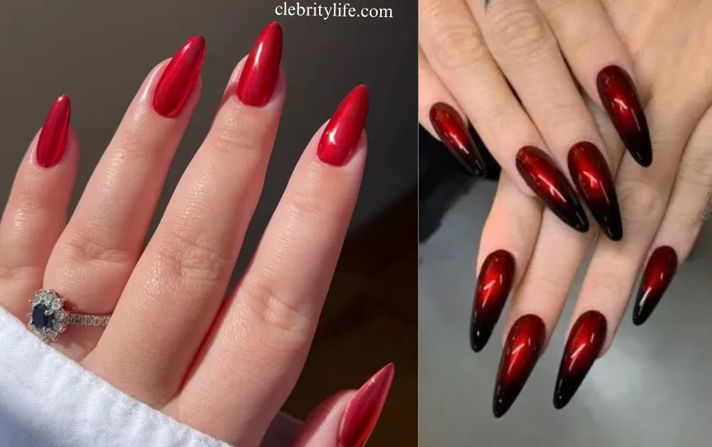 Red Nail Designs: Timeless Beauty & Bold Style 10 Two Designs Metallic Red Nail Shine