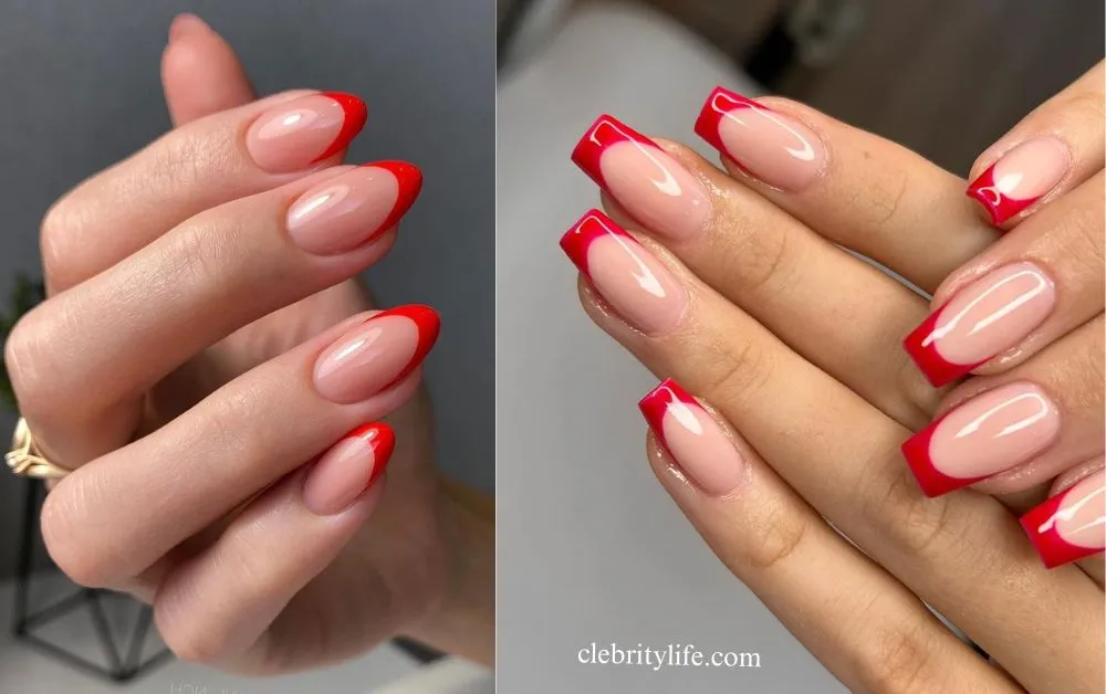 Red Nail Designs: Timeless Beauty & Bold Style 8 Two French Tip Red Nail Manicure Designs
