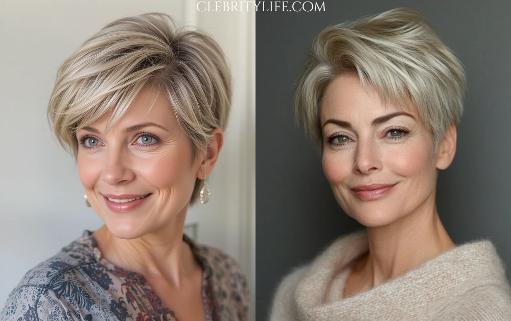 Hair for Women Over 50: Elegant Hairstyles with Style 21 Two Styles for Women over 50 Wispy Pixie in Beige Blonde