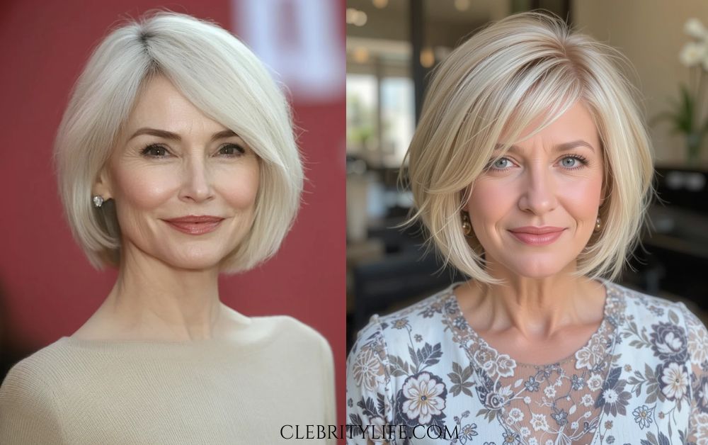 Hair for Women Over 50: Elegant Hairstyles with Style 12 Women Over 50 Classic Pageboy in Champagne Blonde
