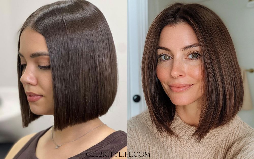 Hair for Women Over 50: Elegant Hairstyles with Style 8 Women Over 50 Sleek Blunt Cut in Rich Espresso styles