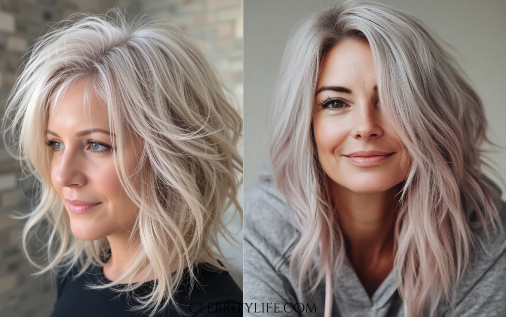 Hair for Women Over 50: Elegant Hairstyles with Style 14 Women Over 50 Tousled Medium Cut in Rose Gold