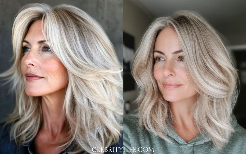 Hair for Women Over 50: Elegant Hairstyles with Style 18 Women Over 50 Volumized Shoulder Cut in Buttery Blonde