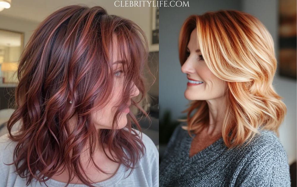 Hair for Women Over 50: Elegant Hairstyles with Style 22 women over 50 Bouncy Layers with Strawberry Highlights