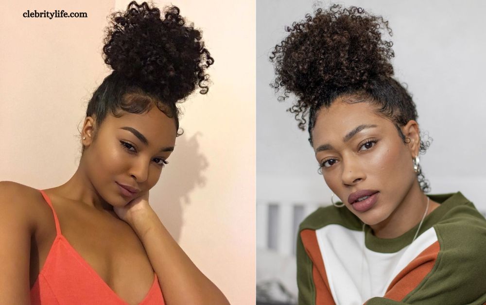 Stunning Afro Hairstyles for Every Face Shape 11 Two Afro Bun with Curls Styles