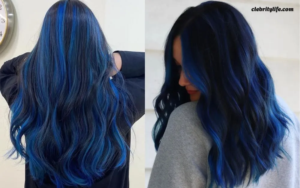 Blue Hair: Trendy Shades, Expert Styling & Care Tips 10 Two Blue Highlights on Black Hair styles Ideas