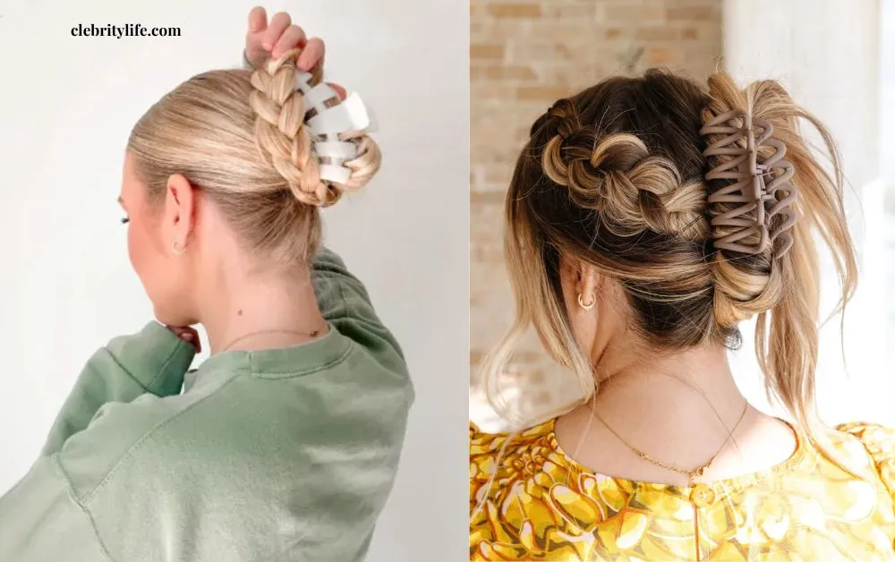 Elegant & Easy Claw Clip Hairstyles for Every Hair Type 8 Two Braided Claw Clip Hairstyle